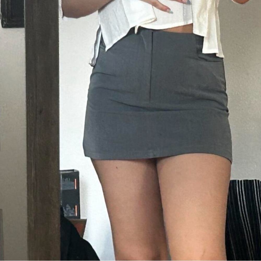 Dark Gray Mini Bodycon Business Attire Casual Going Out Skirt - Picture 6 of 7